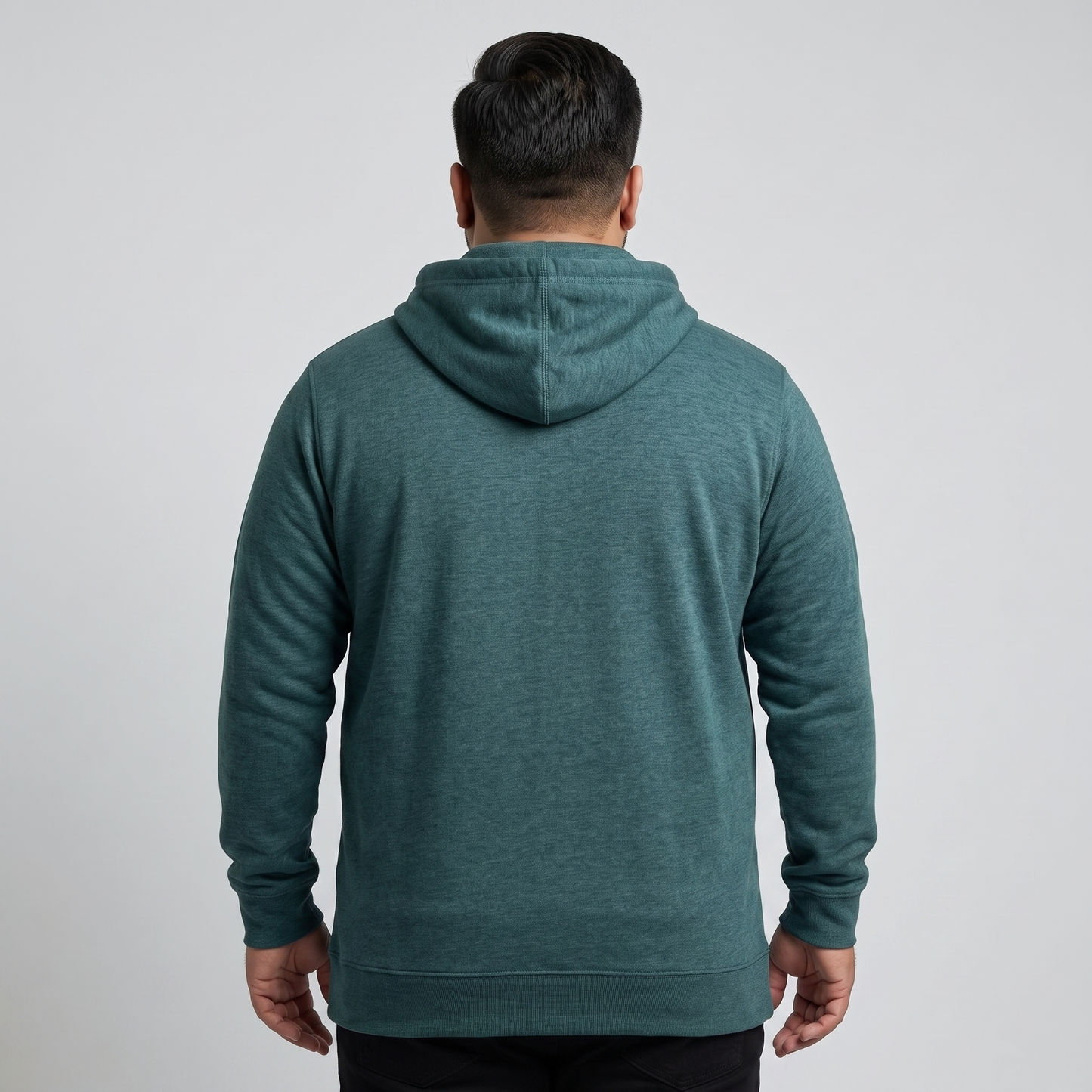Teal Green Fleece Long Length Pullover Hoodie PSM-6116