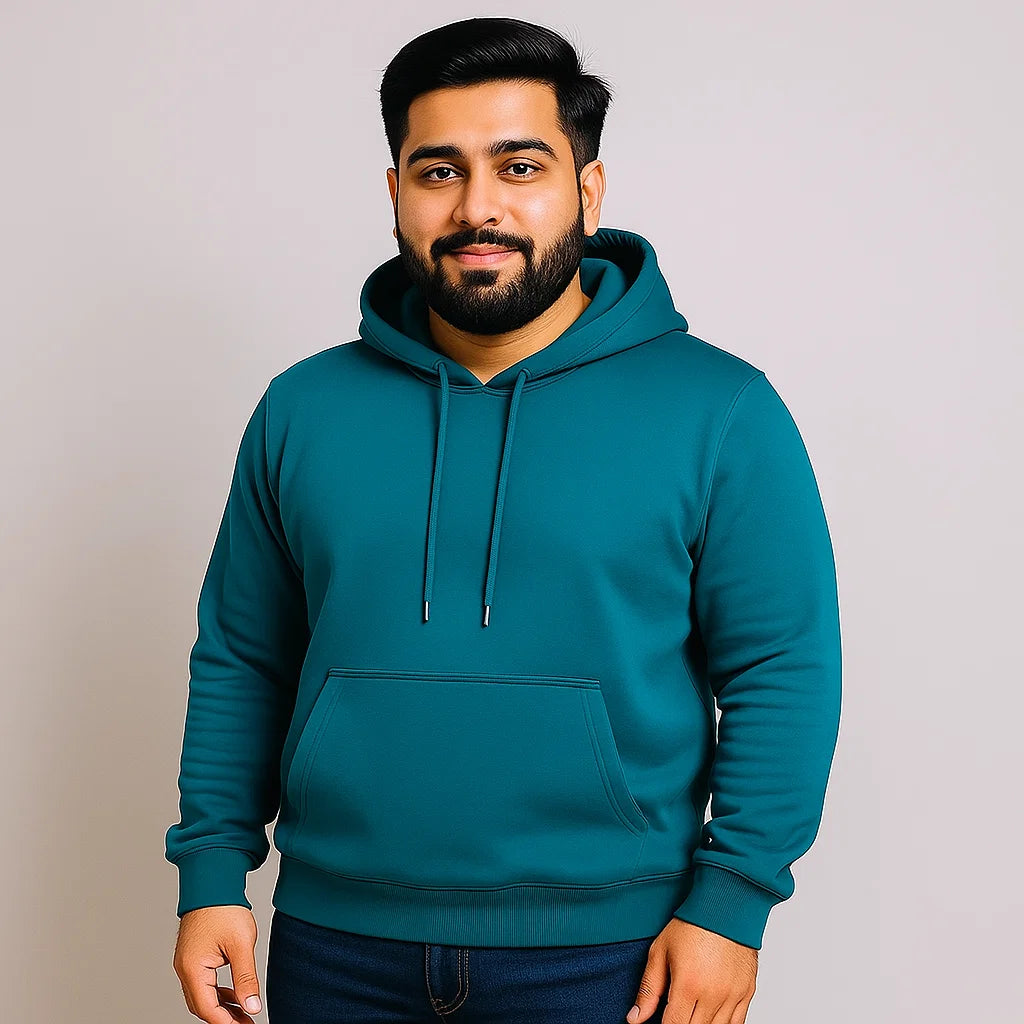 Teal Green Fleece Pullover Hoodie PSM-8818