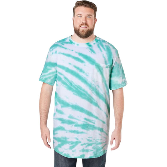 Tidal green marble crewneck pocket t-shirt with soft fabric and textured wash