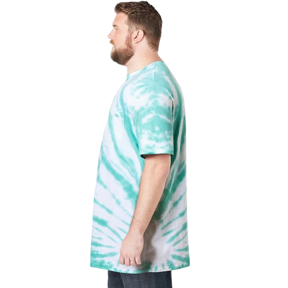 Tidal green marble crewneck pocket t-shirt with soft fabric and textured wash