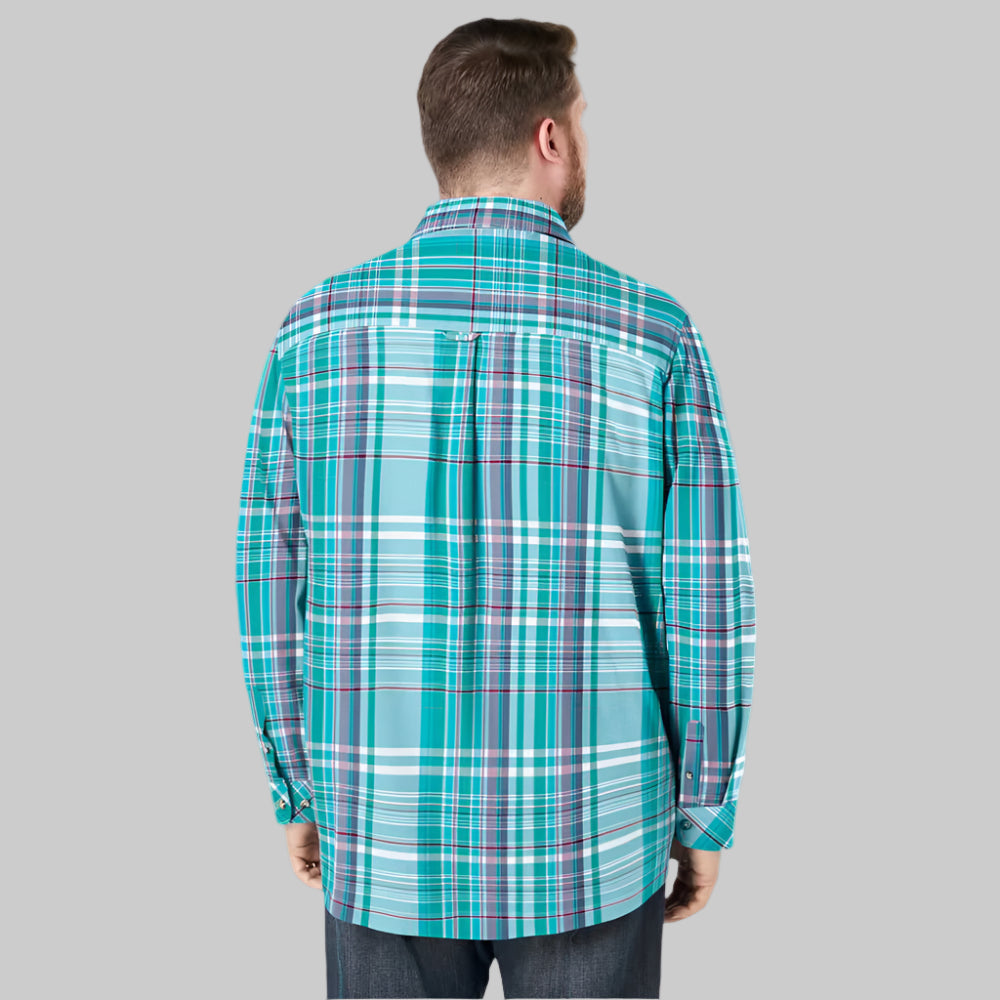 Tidal green plaid flannel shirt with chest pockets in Big & Tall sizing