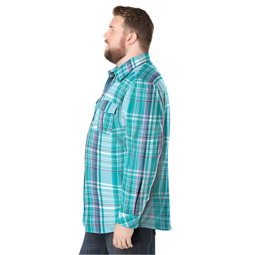 Tidal green plaid flannel shirt with chest pockets in Big & Tall sizing
