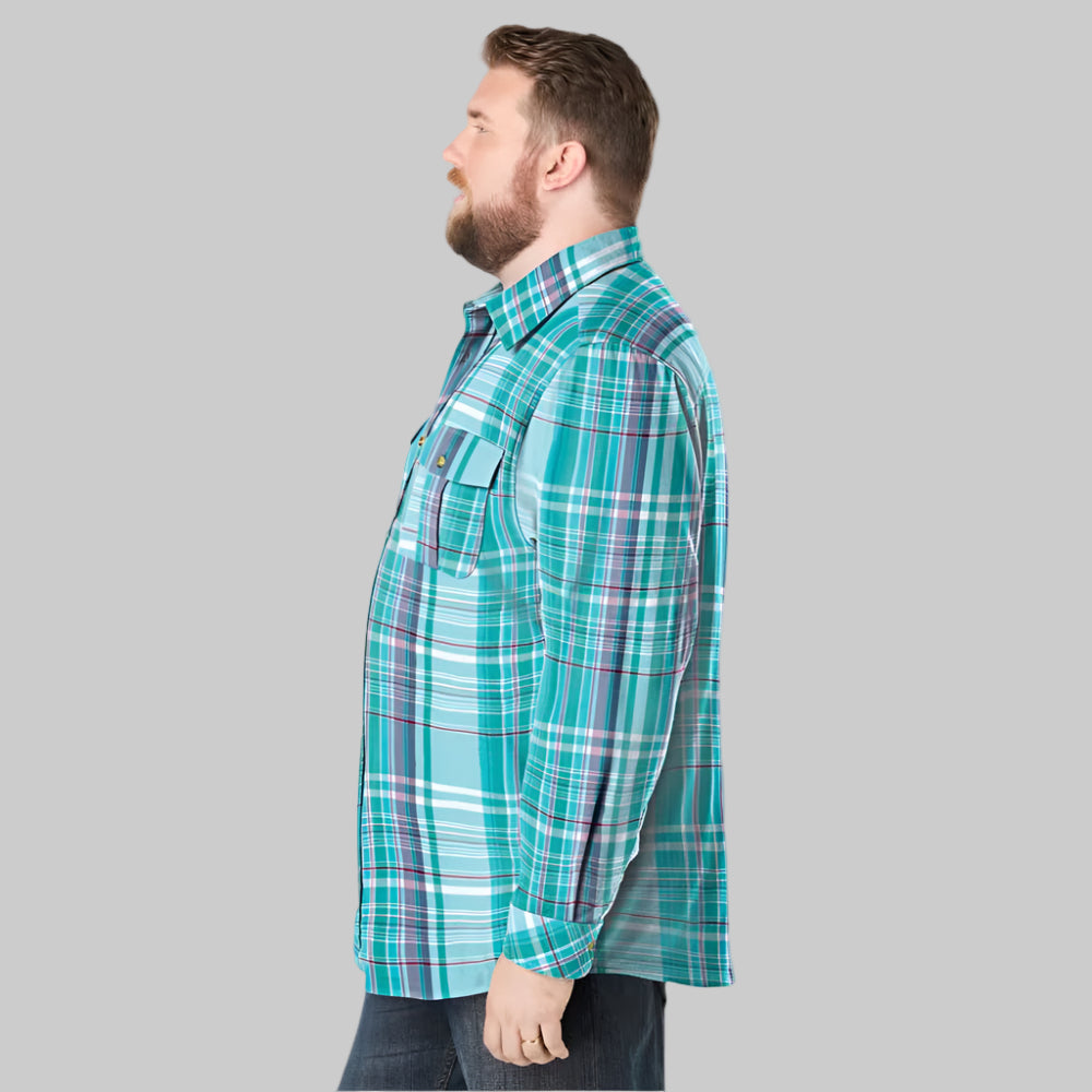 Tidal green plaid flannel shirt with chest pockets in Big & Tall sizing