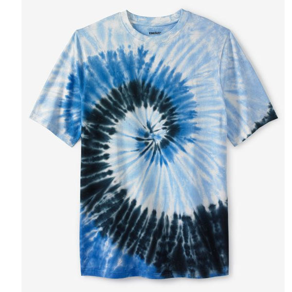 Cool blue tie-dye crewneck T-shirt with relaxed fit for Big & Tall men