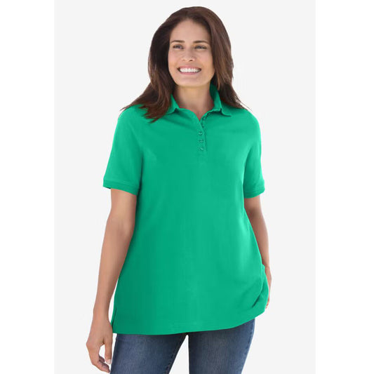 Plus Size Women Perfect Short-Sleeve Polo Shirt PSW-6572