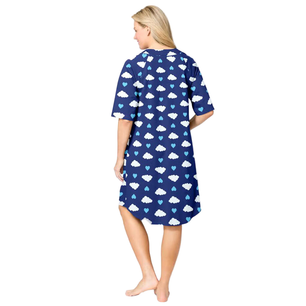 Flat-lay of Ultra Blue Clouds Zip-Front Robe on neutral background