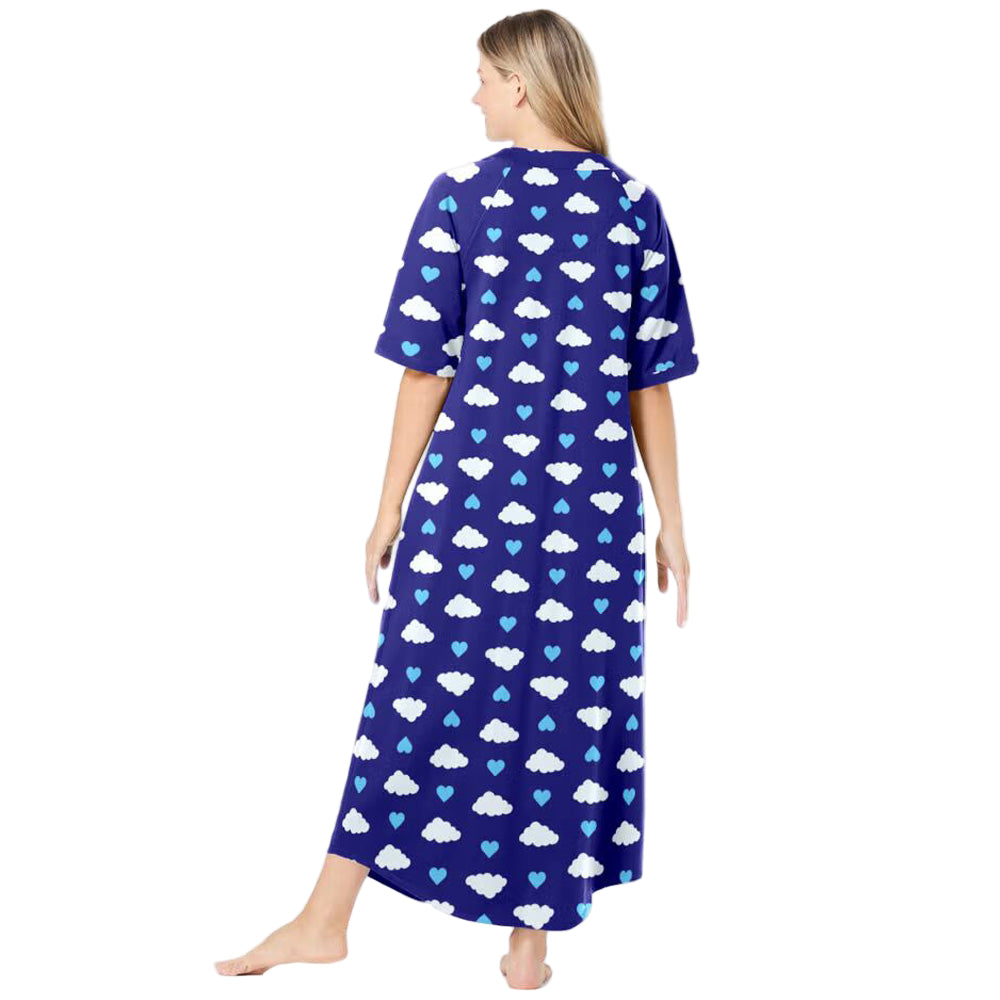 Flat-lay of Ultra Blue Clouds Zip-Front Robe on neutral background