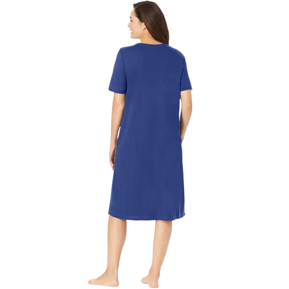 Ultra Blue Short Print Sleepshirt for Plus Size Women – Relaxed Fit