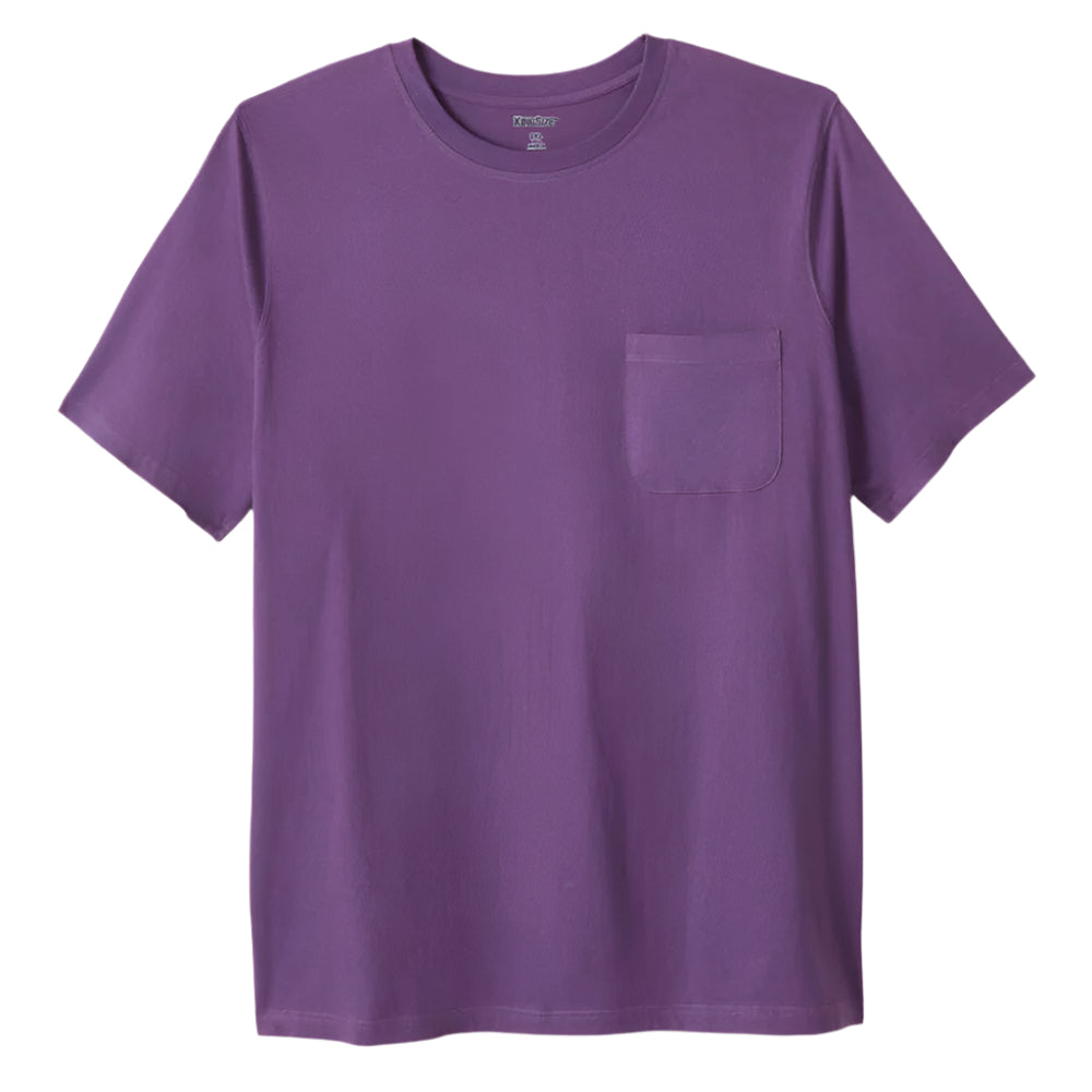 Vintage Purple Pocket Crewneck T-Shirt for big & tall men with shrink-resistant cotton fabric