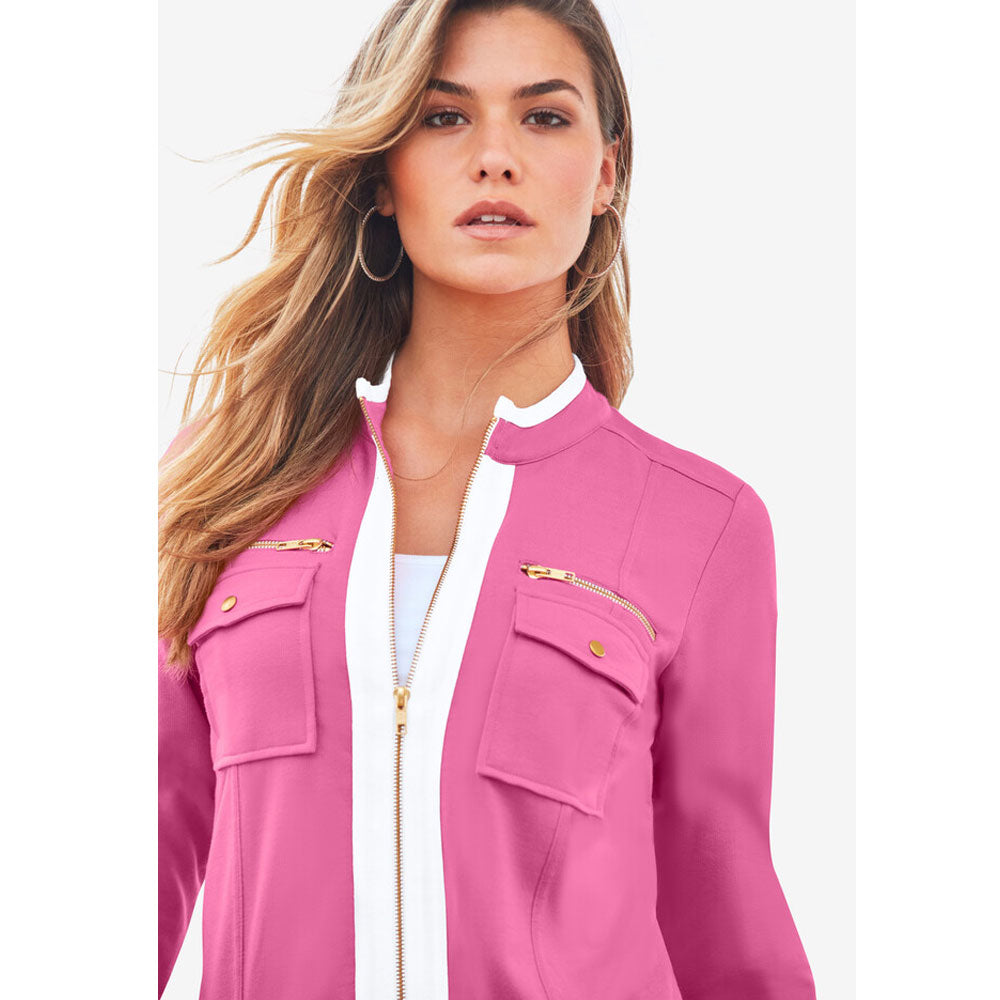 Vintage Rose White French Terry Pull-On Jacket PSW-7813