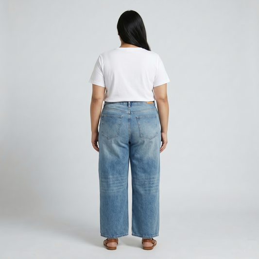 Vintage Light Blue Straight Fit Denim Jeans PSW-11100