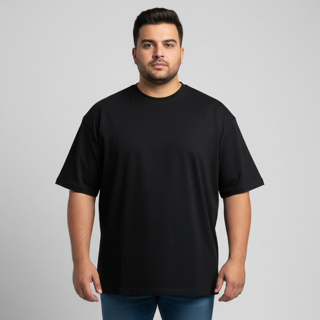 Black Essential Crewneck Terry T-Shirt PSM-11144