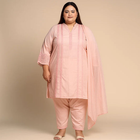 Blush Harmony – Plus Size 3PC Embroidered Lawn Suit – PSW-9870