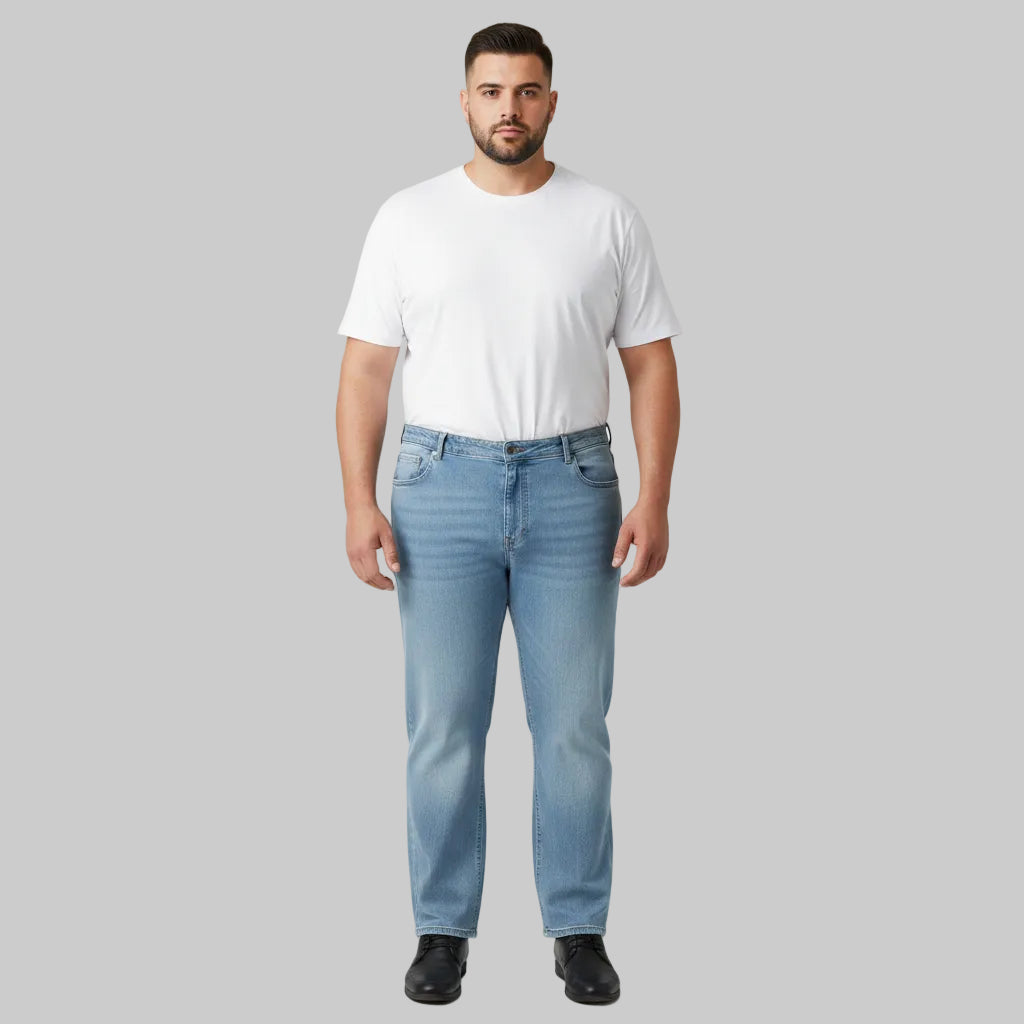 Light Wash Blue Straight Fit Jeans PSM-11246