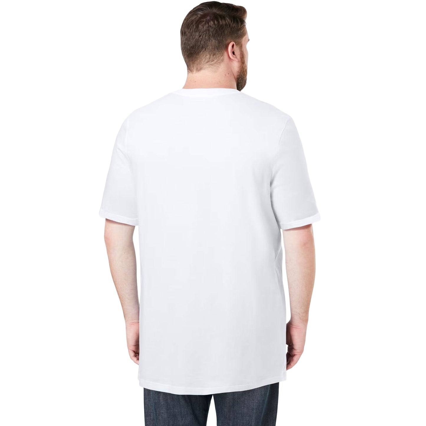 White Big & Tall Pocket Crewneck T-Shirt – Front View with Chest Pocket