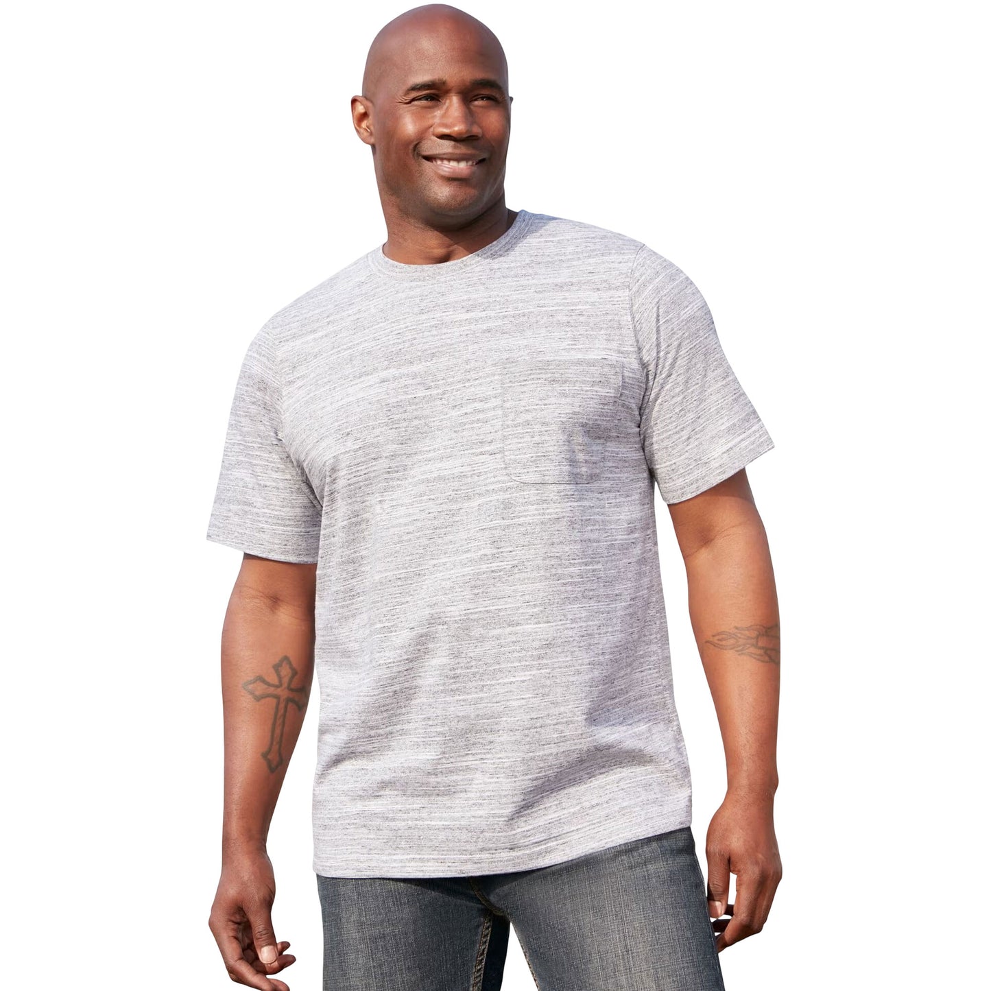 White Marl Big & Tall Pocket Crewneck T-Shirt