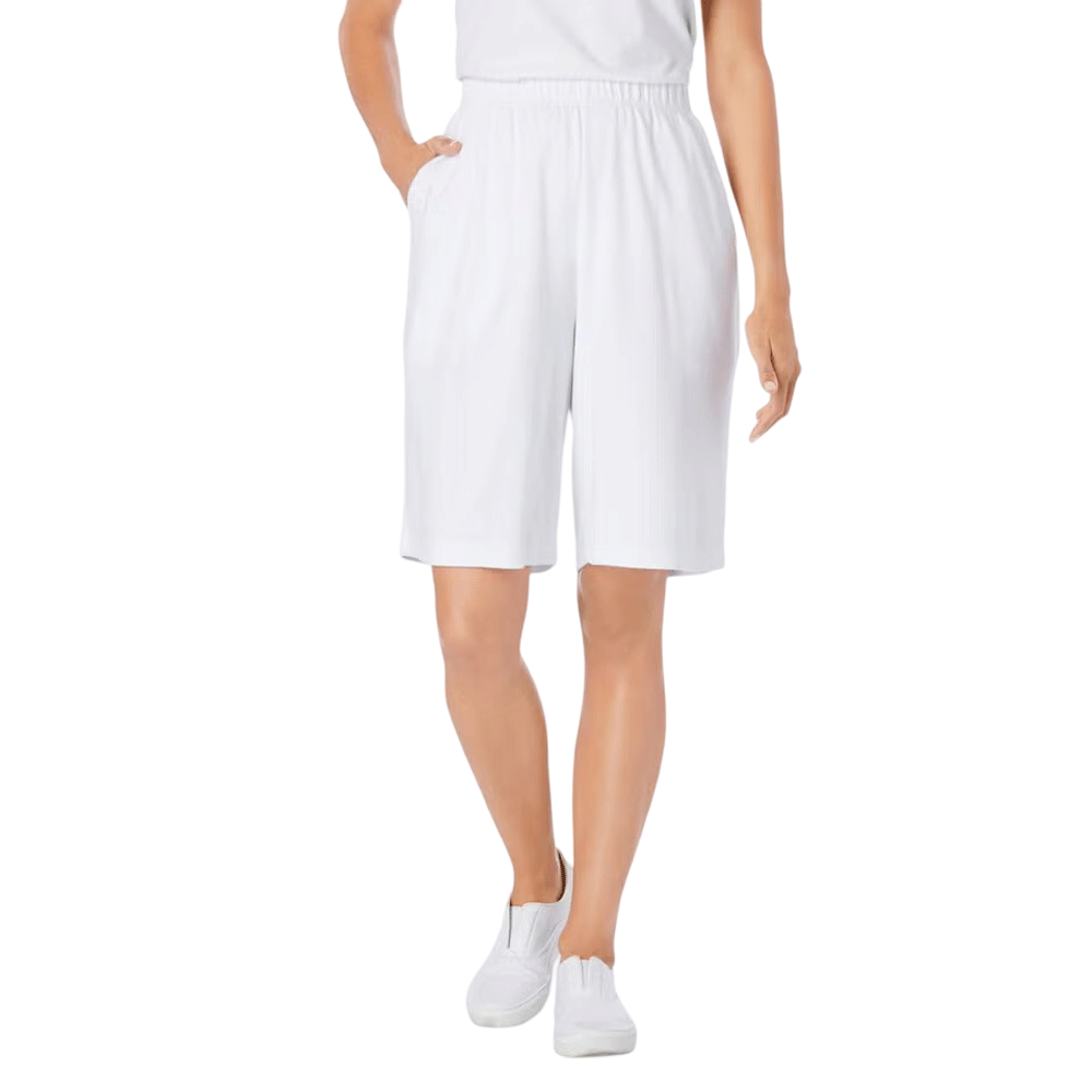 White Plus Size Women Knit Short PSW-9300