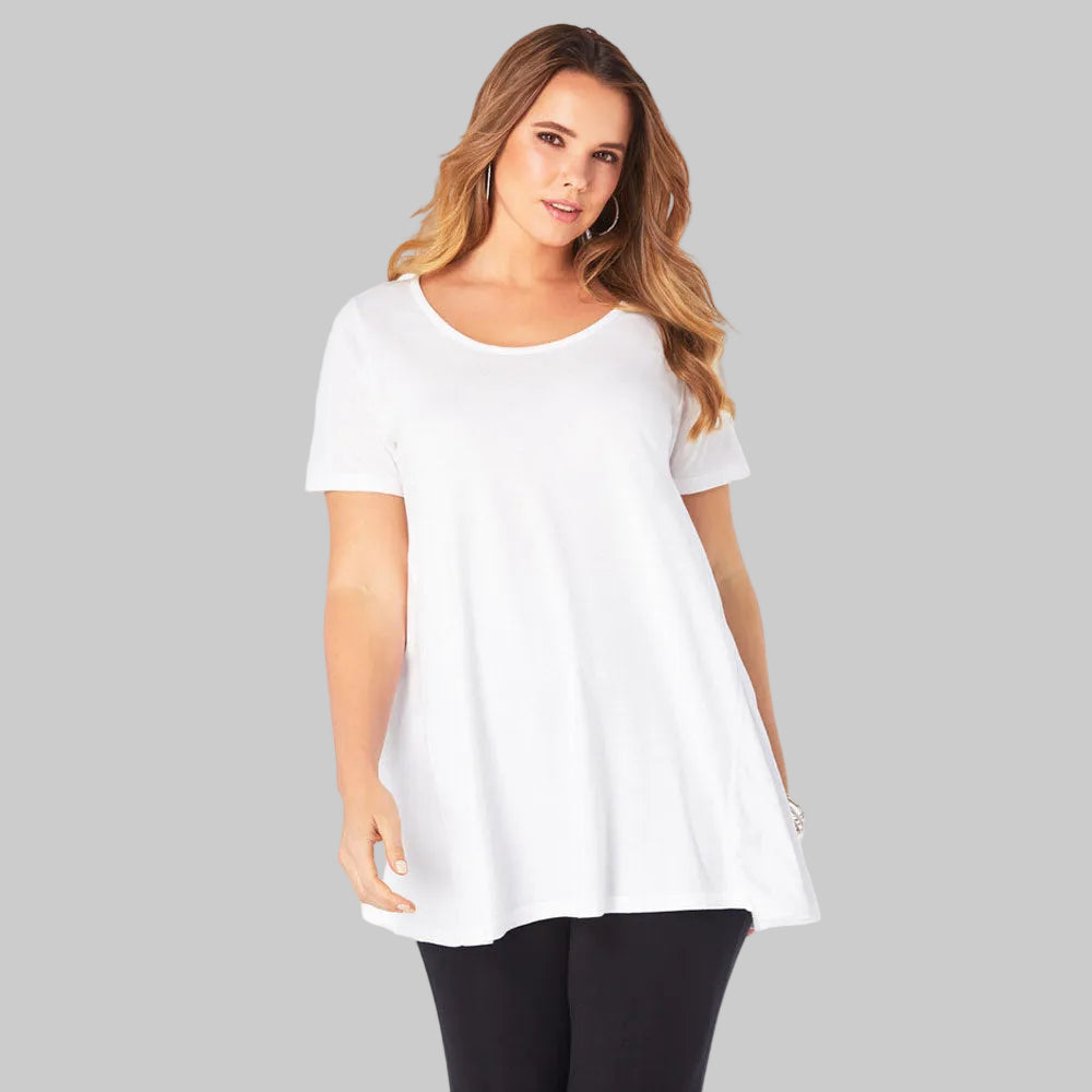 White Scoopneck Swing Ultimate Tunic PSW-8773