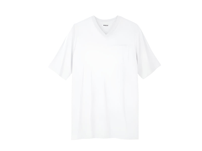 White Big & Tall V-Neck Pocket T-Shirt – Relaxed Fit Front View