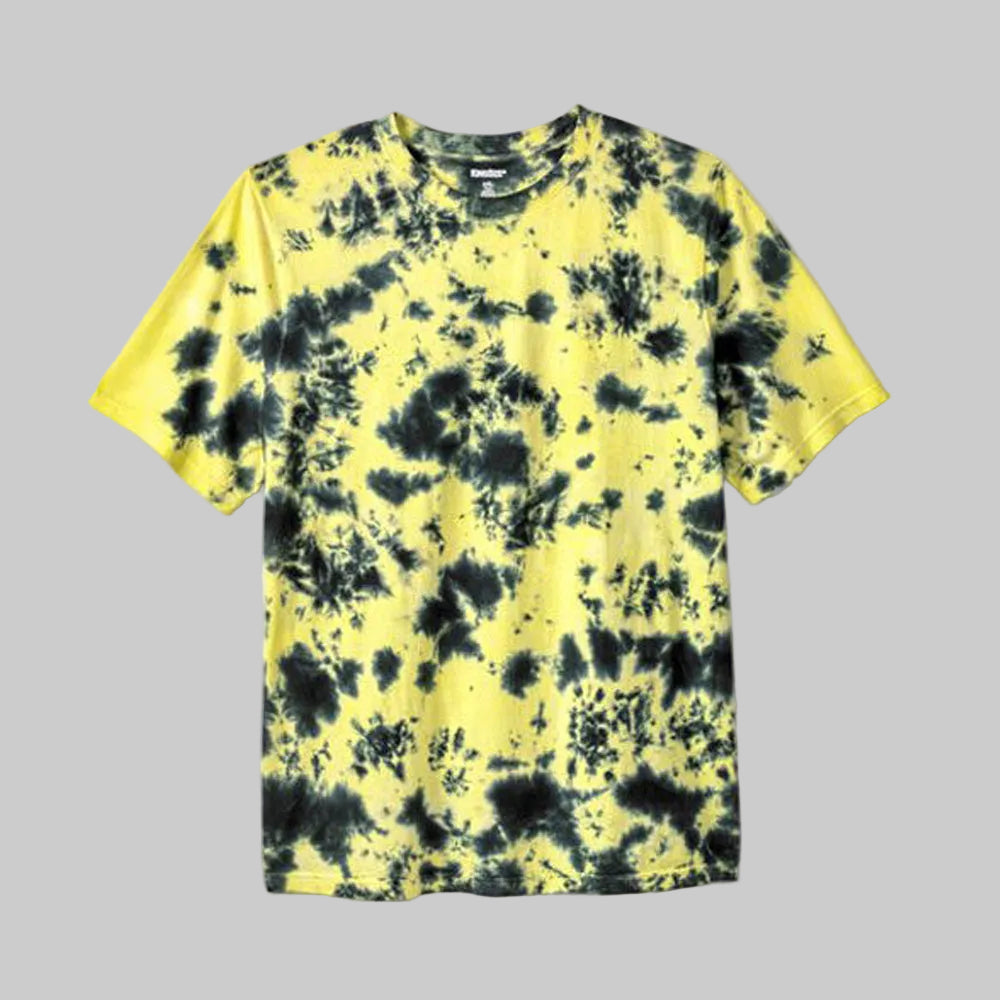 Yellow Marble Big & Tall Size Crewneck T-Shirt with a unique marble print and relaxed fit for comfortable everyday casual wear.