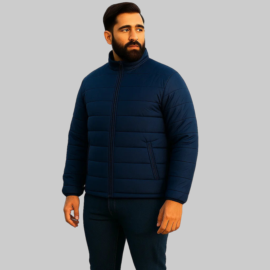 Navy Plus Size Long Sleeve Puffer Jacket PSM-7756