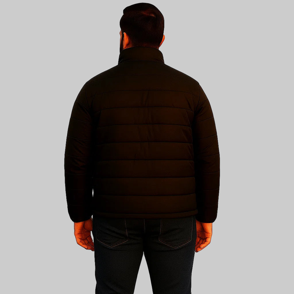 Black Plus Size Long Sleeve Puffer Jacket PSM-7536
