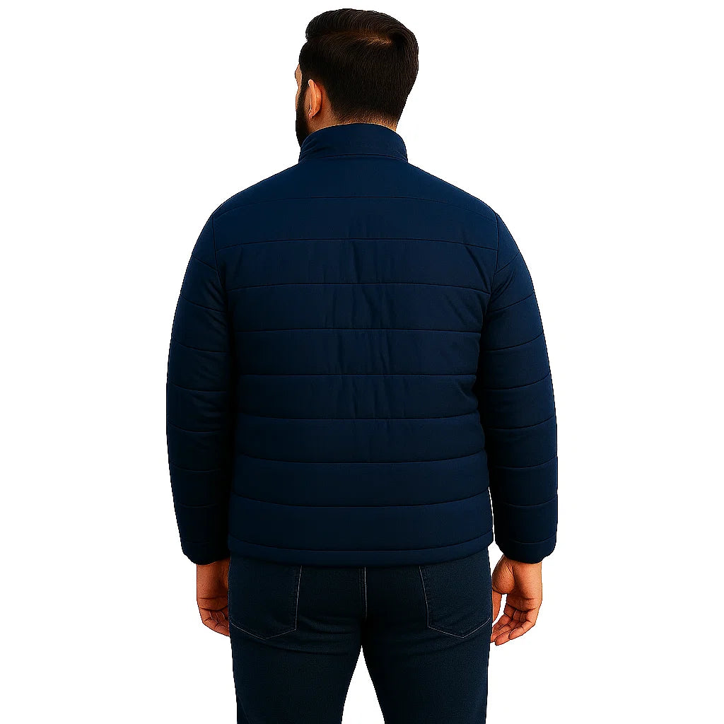 Navy Plus Size Long Sleeve Puffer Jacket PSM-7756