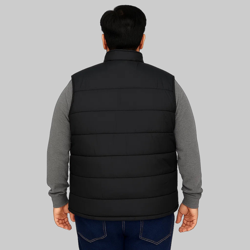 Black Big Size Sleeveless Puffer Jacket PSM-6126-8642