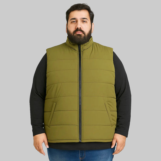 Olive Ridge Plus Size Sleeveless Puffer Jacket PSM-8639