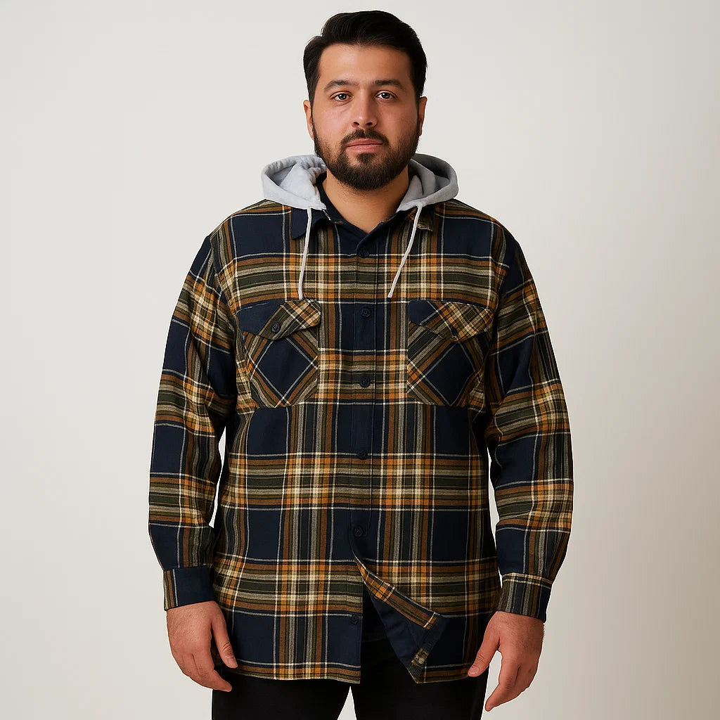Black Plaid Without Hood Shirt Jacket PSM-6595