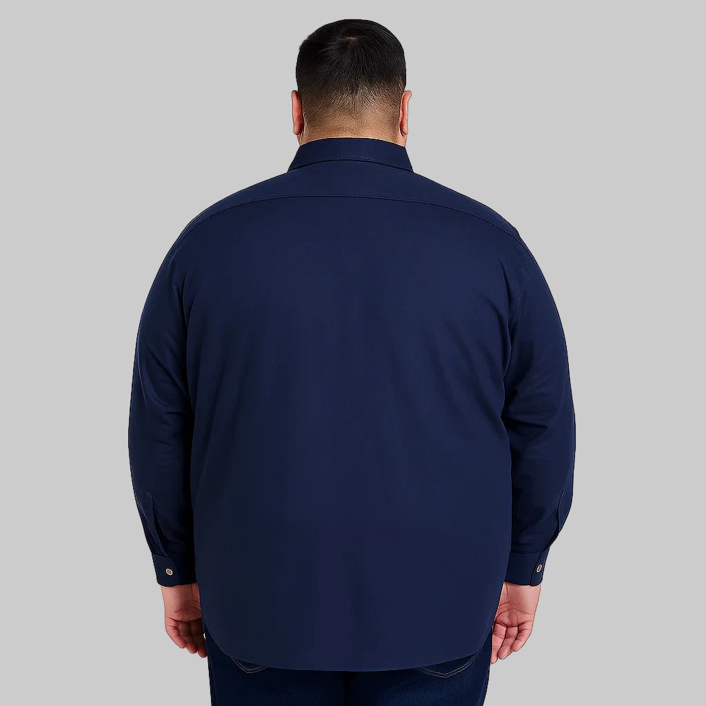 Navy flannel-lined twill shirt jacket for men in Pakistan – front view
