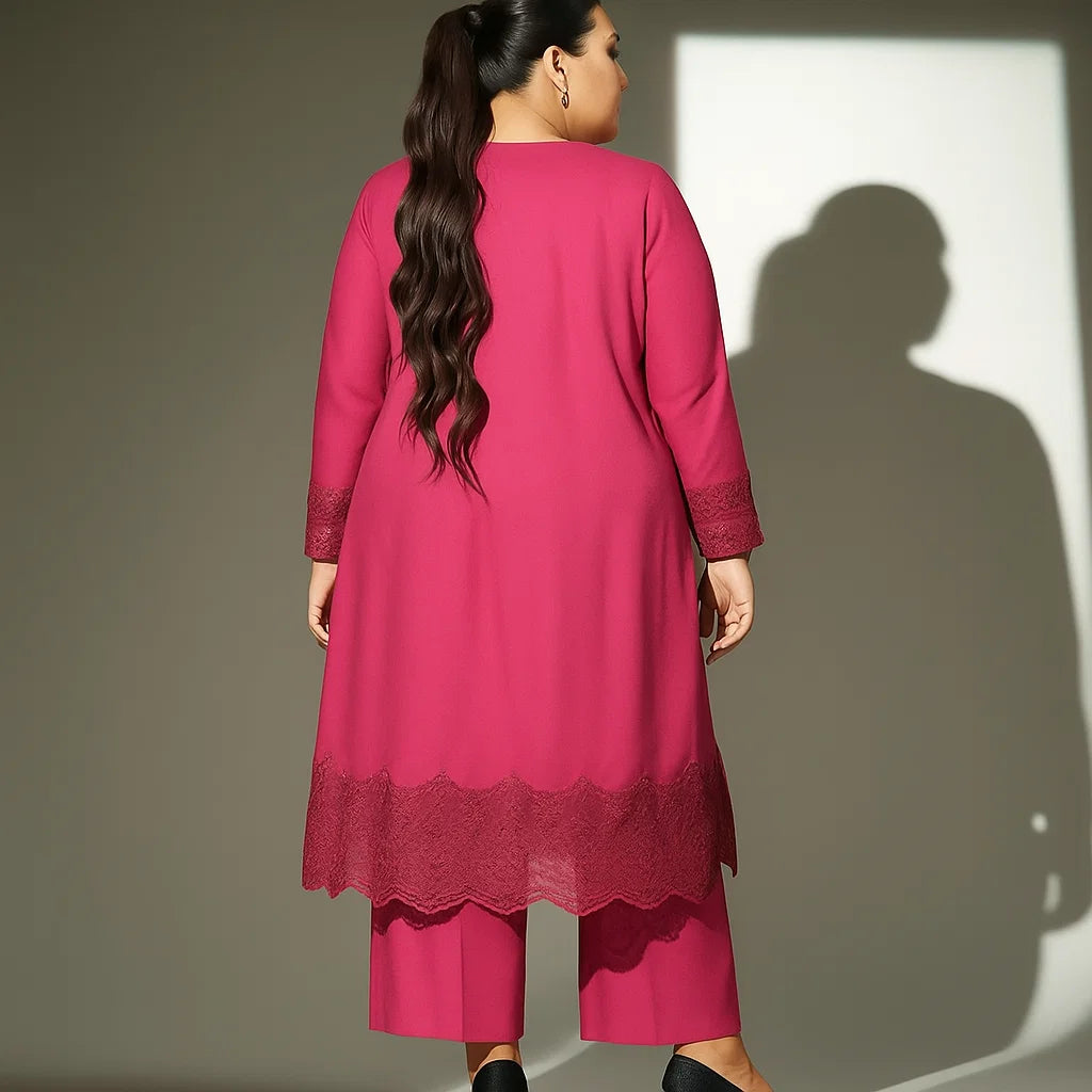 Maroon Grace – Plus Size 3PC Embroidered Lawn Suit - PSW-9862