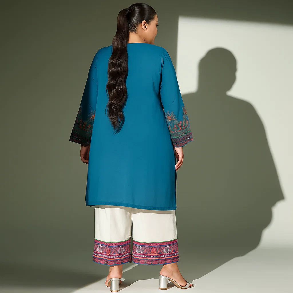 Teal Elegance – Plus Size 3PC Embroidered Lawn Suit – PSW-9866