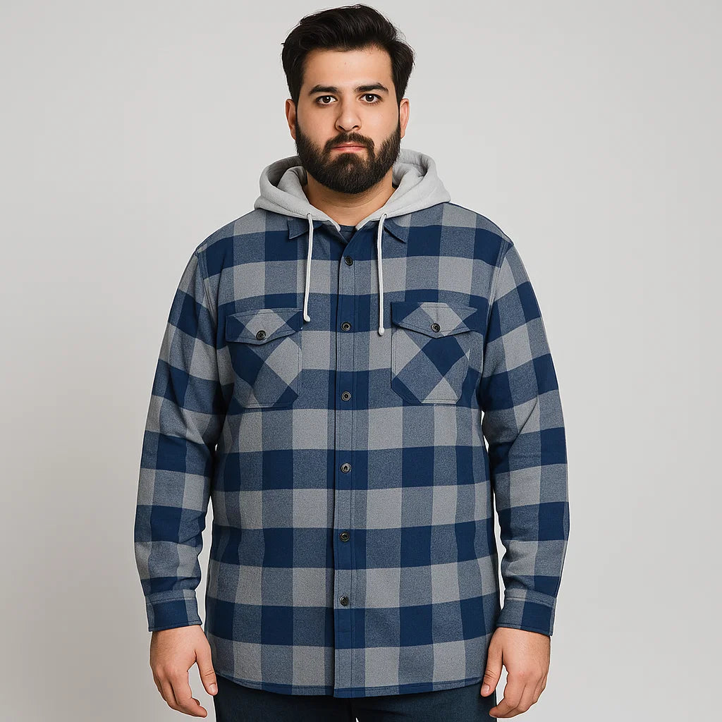 Navy Buffalo Plaid Without Hood Shirt Jacket PSM-6591