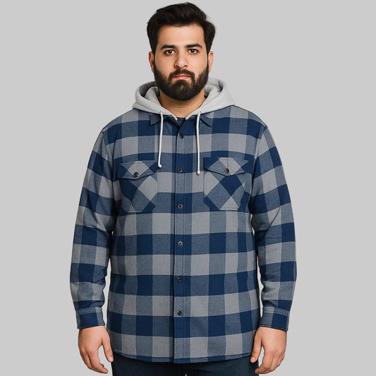 Navy Buffalo Plaid Without Hood Shirt Jacket PSM-6591
