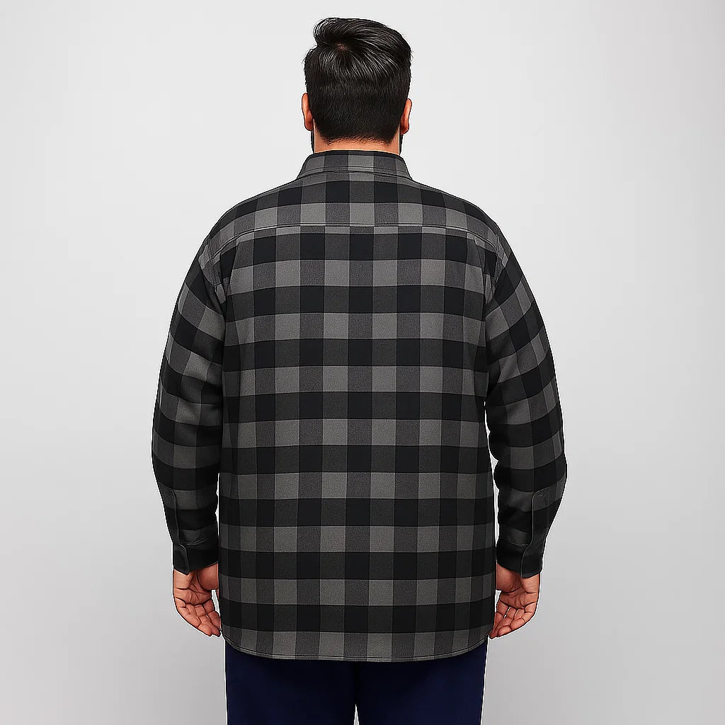 Black Buffalo Plaid Without Hood Shirt Jacket PSM-6588