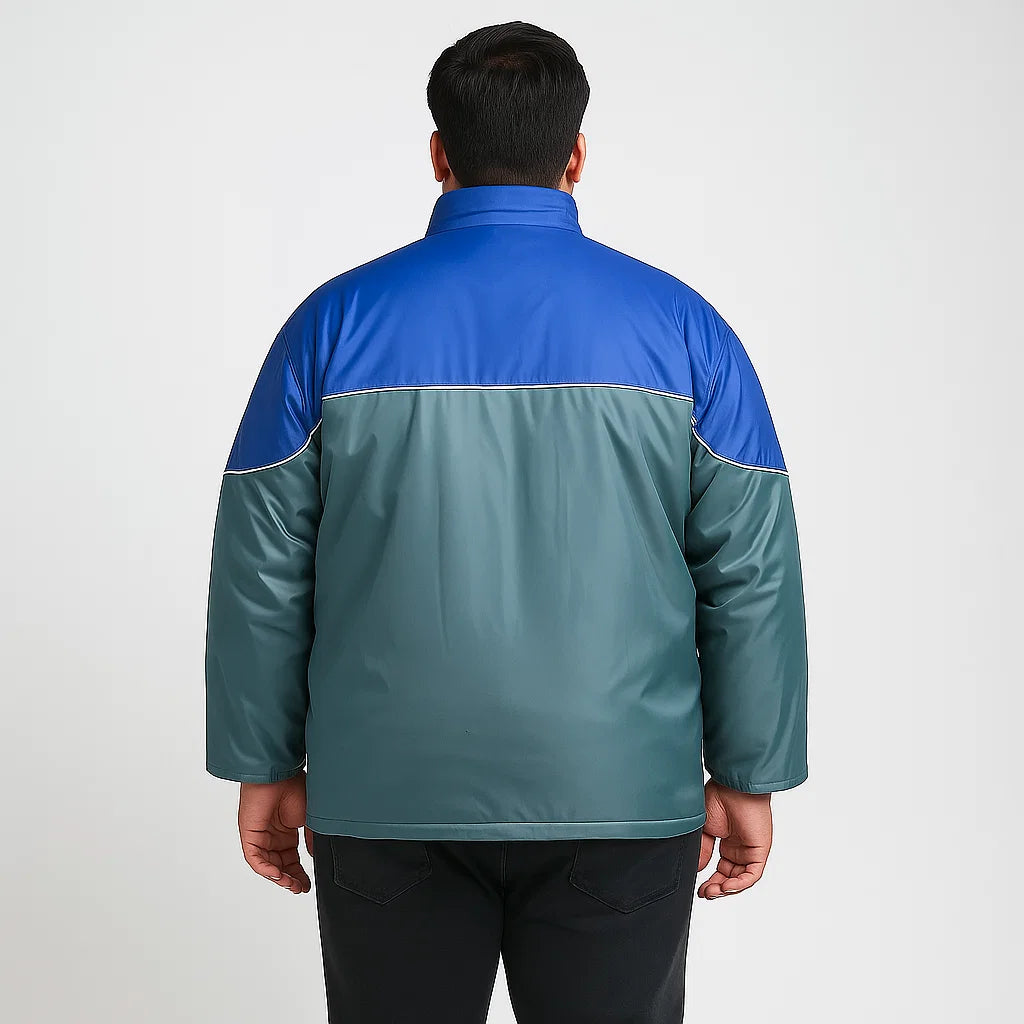 Blue Grey Plus Size Polyester Jacket PSM-7653