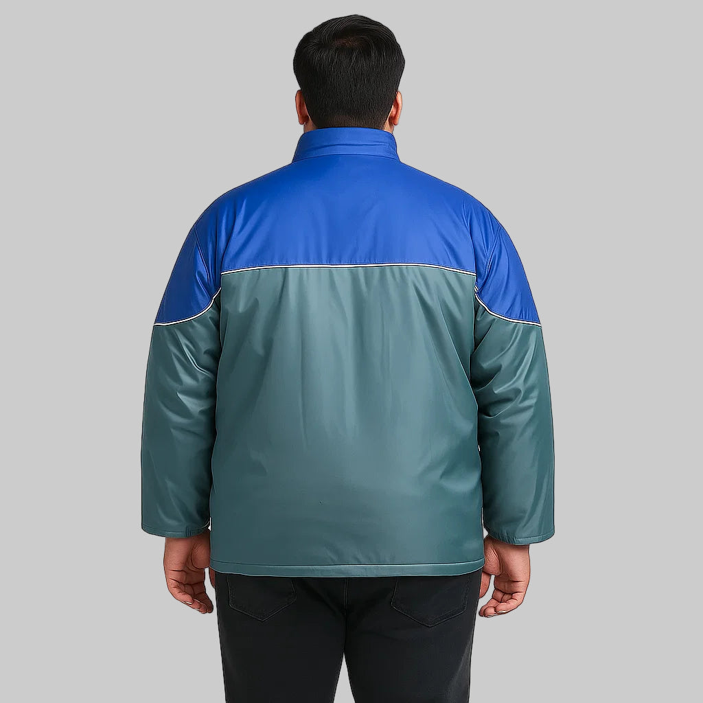 Blue Grey Plus Size Polyester Jacket PSM-7653