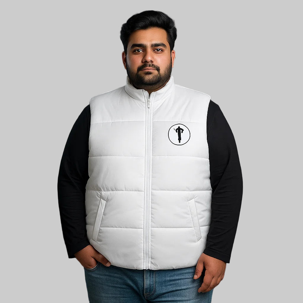 Bold Statement Sleeveless White Puffer Jacket PSM-8799