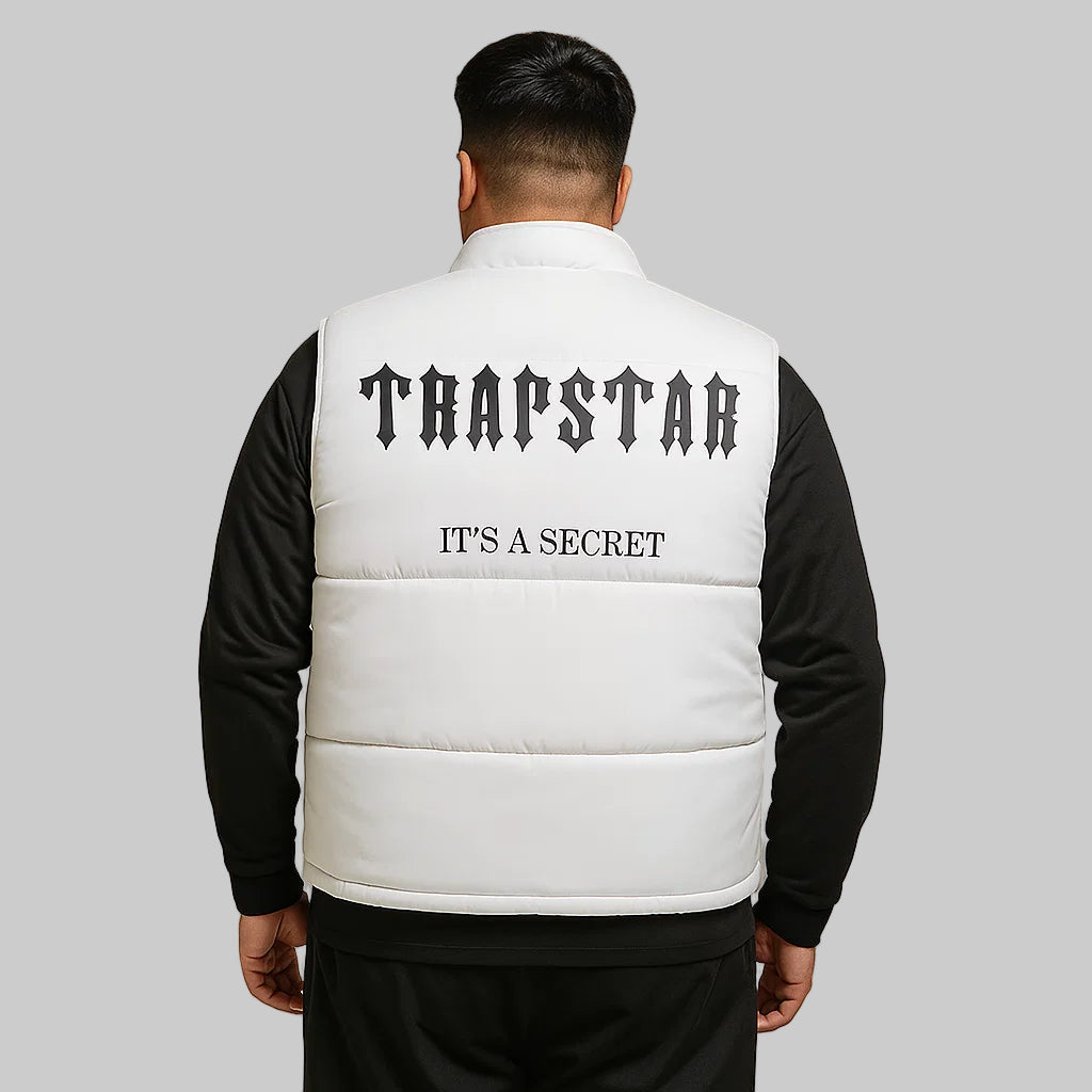 Bold Statement Sleeveless White Puffer Jacket PSM-8799