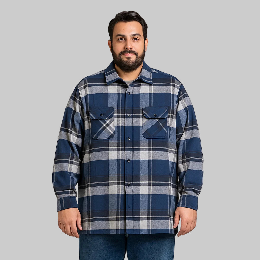 Random Plaid Color Flannel Big Size Quilted Shirt Jacket PSM-6296