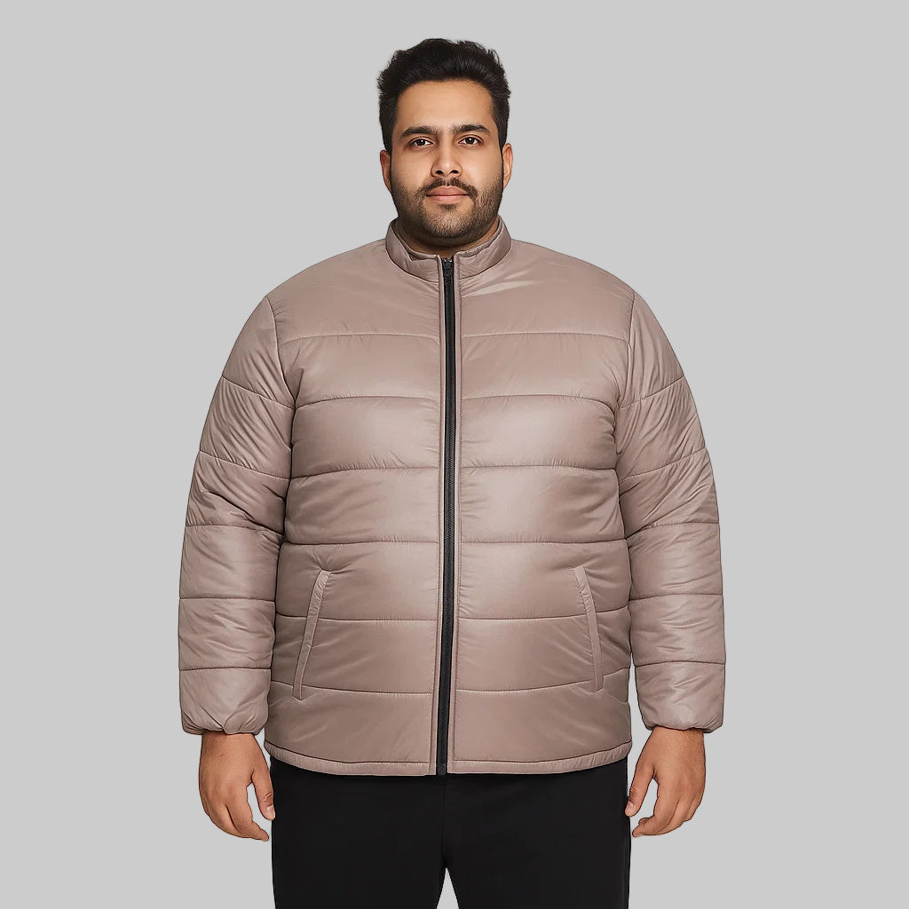 Mocha Mist Plus Size Long Sleeve Puffer Jacket PSM-8738