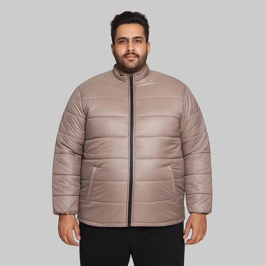 Mocha Mist Plus Size Long Sleeve Puffer Jacket PSM-8738