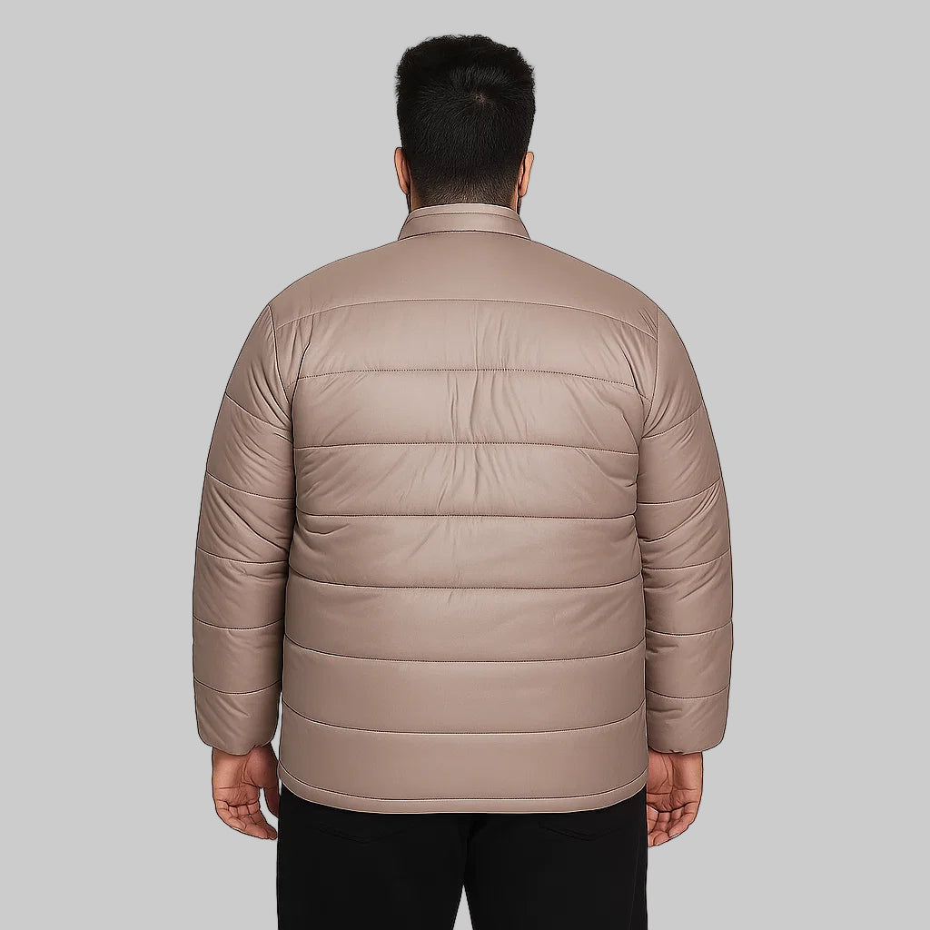 Mocha Mist Plus Size Long Sleeve Puffer Jacket PSM-8738