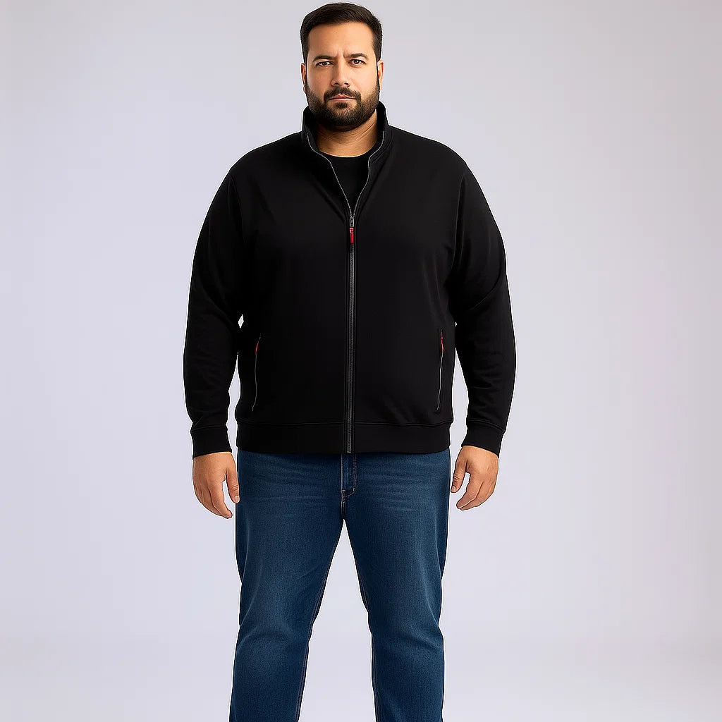 Black Stand-Up Collar Terry Jacket PSM-8698