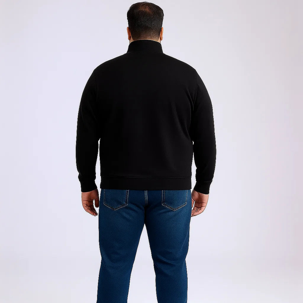 Black Stand-Up Collar Terry Jacket PSM-8698