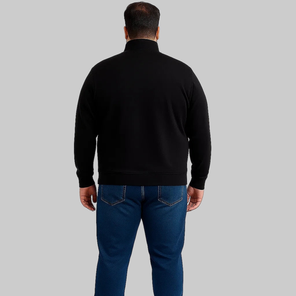 Black Stand-Up Collar Terry Jacket PSM-8698