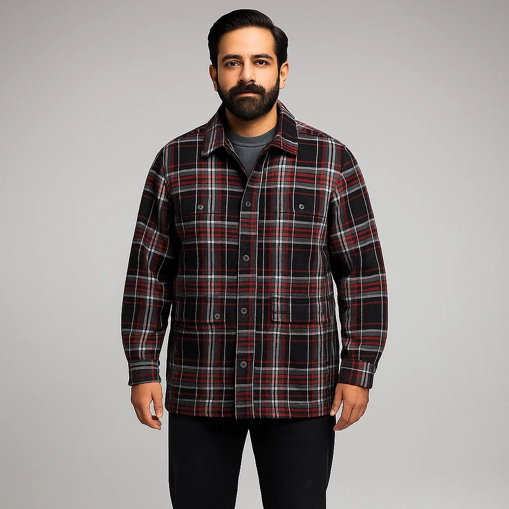 Black Plaid Renegade Shirt Zipper Jacket PSM-6579