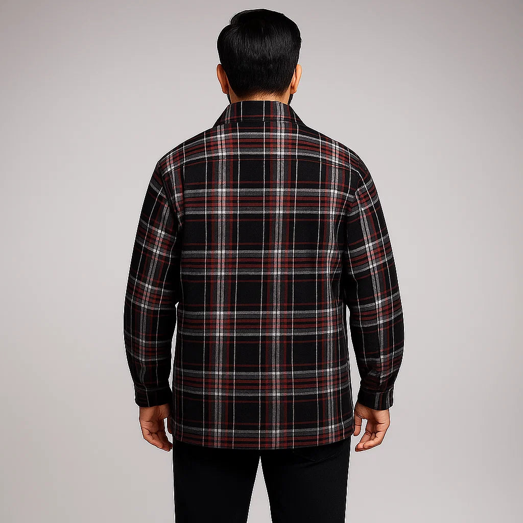 Black Plaid Renegade Shirt Zipper Jacket PSM-6579