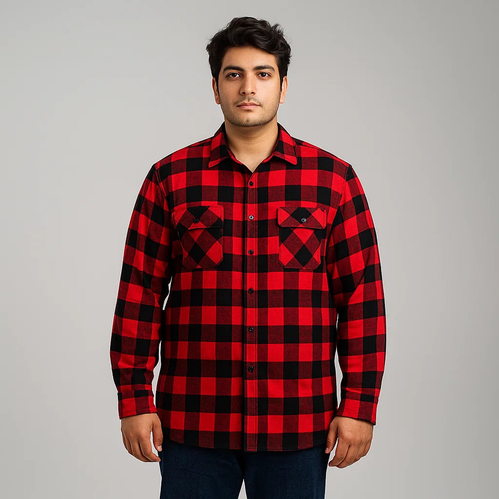 Red Buffalo Check Plaid Flannel Sherpa Lined Shirt PSM-7596